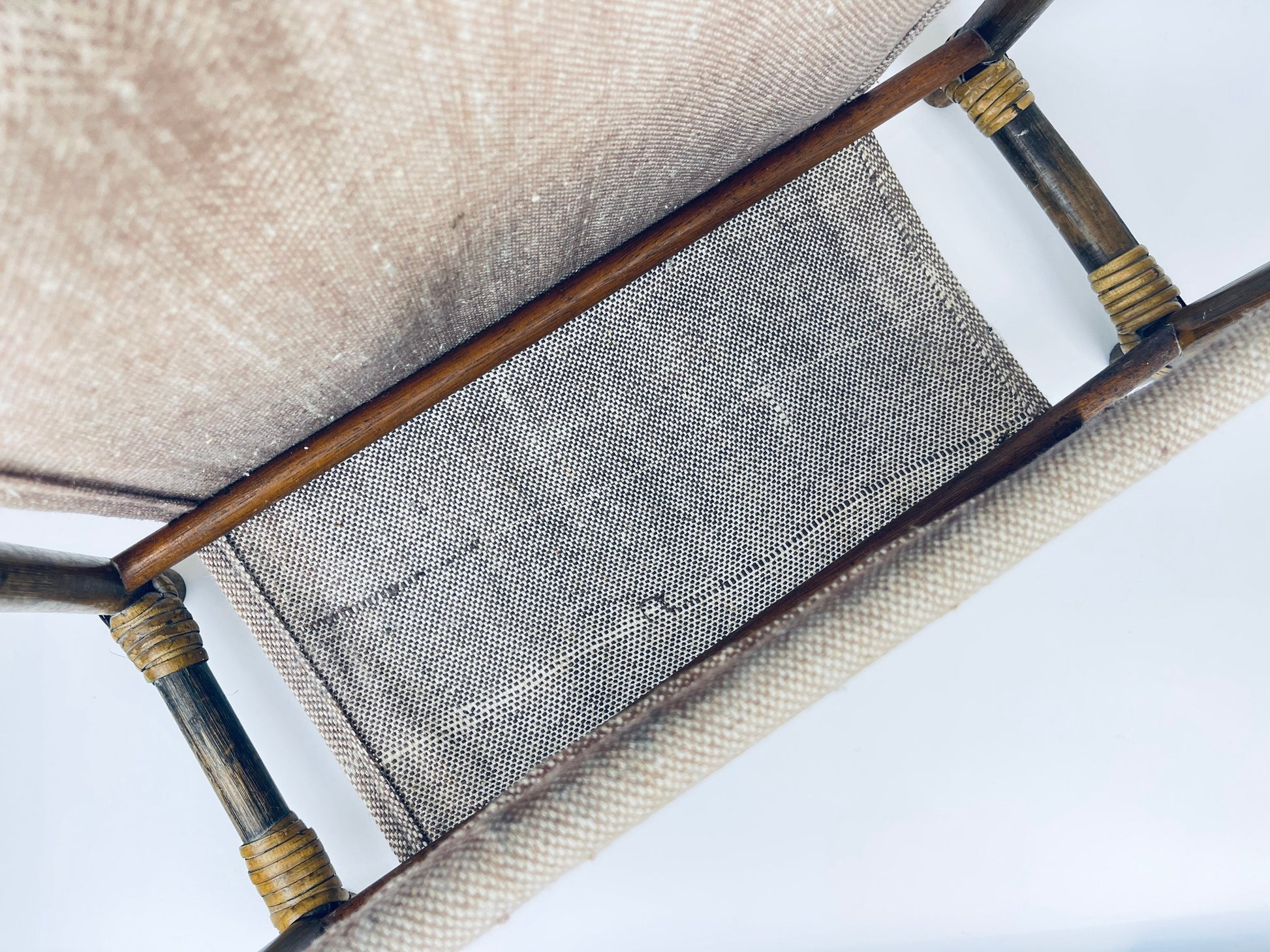 Product image for 'vintage bamboo wicker rattan magazine storage sling beige brown coloured cloth' (view 7715fd)
