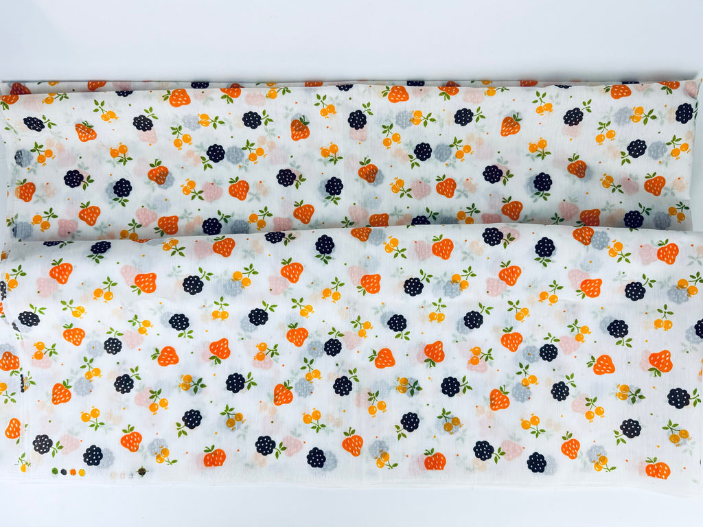 Product image for 'vintage semi sheer summer fruit fabric cheery strawberry design 45 x 116' (view ec9f8f)
