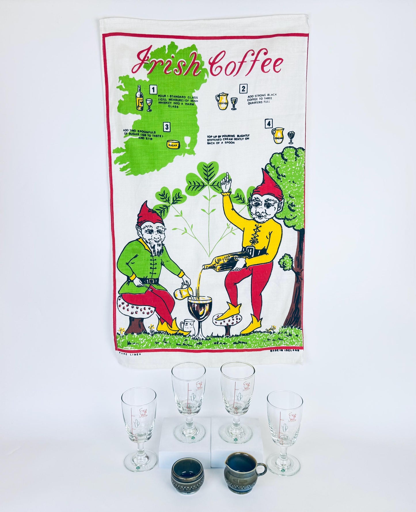 Product image for 'vintage irish coffee gift set 1970s glassware cream sugar linen towel' (view 12a8c9)