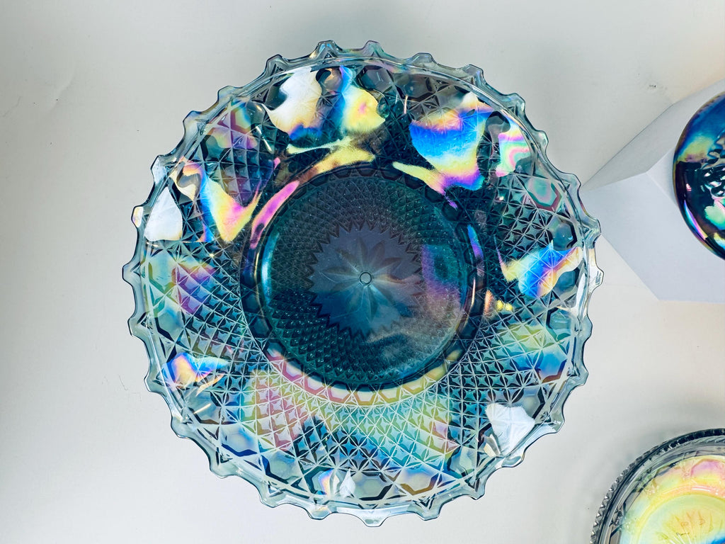 Product image for 'vintage collectible carnival glass peacock blue marigold smoke grey colour sold separately' (view 05afed)
