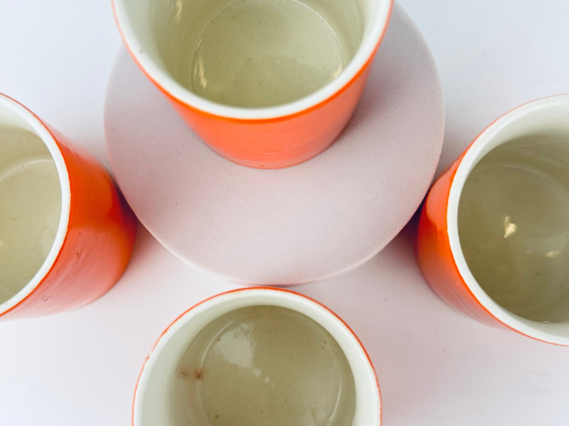 Product image for 'vintage holt howard 1962 hand painted bright orange ceramic cup made in japan set of four 4' (view 20a4d5)
