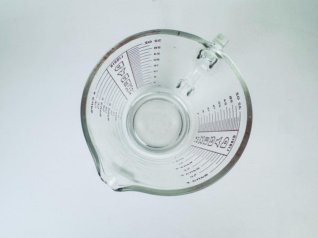 Product image for 'vintage red pyrex glass measuring cups metric imperial system made in usa sold separately' (view d63ba8)