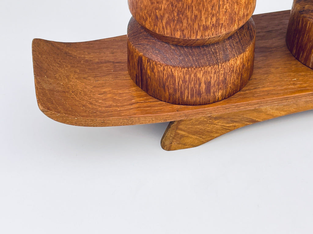Product image for 'vintage mcm wooden candle holder centrepiece set of three 3 made in canada by north saskatchewan indians la ronge industry' (view 8cfb24)