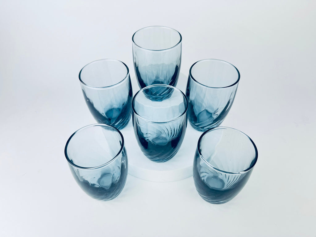Product image for 'vintage tiara bleu libbey swirl juice glasses set of six 6' (view 66ca2c)