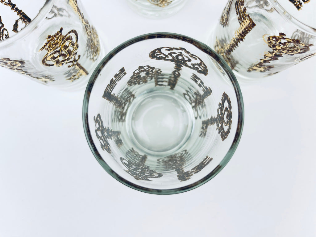 Product image for 'vintage libbey golden embossed skeleton key glasses set of four 4' (view 83b405)