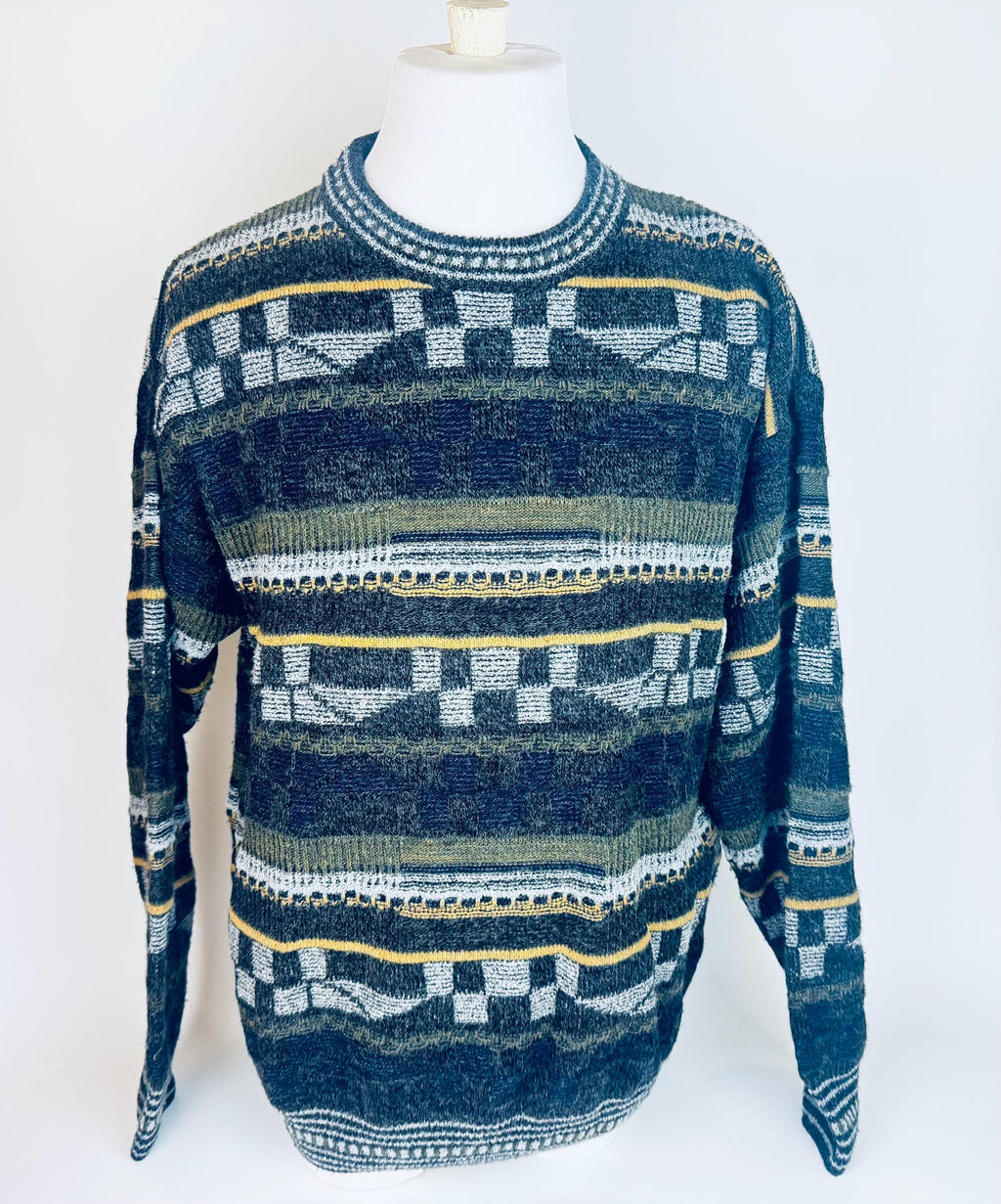 Product image for 'vintage 80s 90s geometric sweater size medium m acrylic wool blend made in italy by bosa' (view 4cff3e)