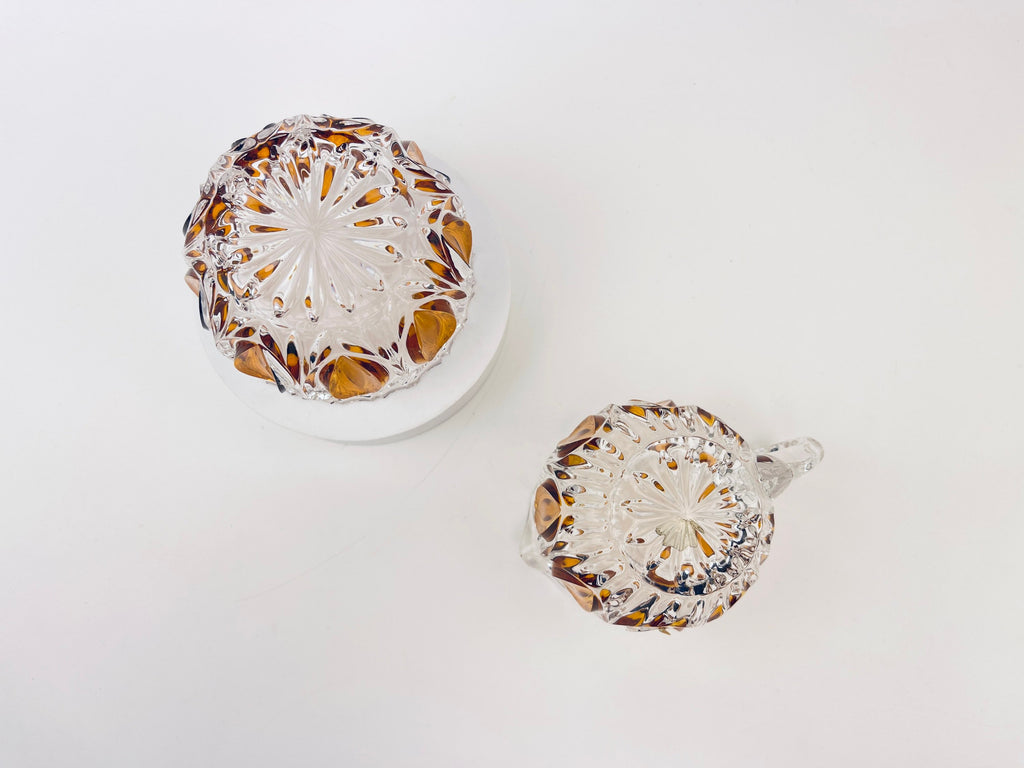 Product image for 'vintage cut crystal glass amber cream sugar bowl oval pattern made in western germany new old stock' (view 26a5e3)