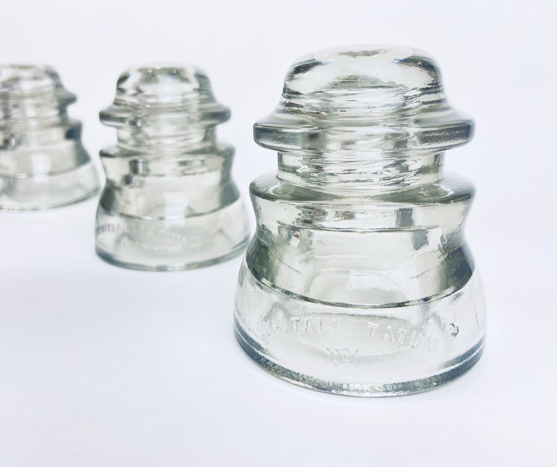 Product image for 'vintage whithall tatum heavy clear glass insulator made in usa sold separately' (view 58b18d)