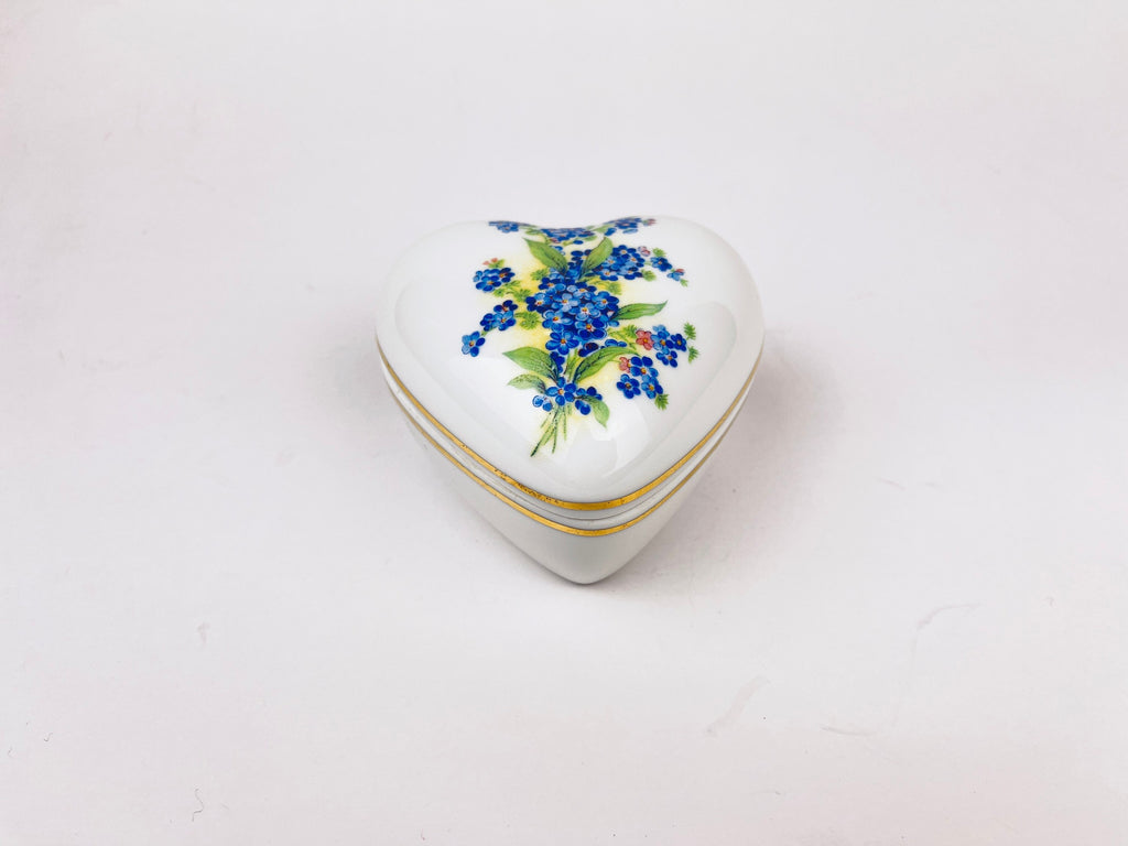 Product image for 'vintage ceramic heart ring dish trinket jar floral front pattern 24 k gold made in western germany bavaria' (view 34d75f)