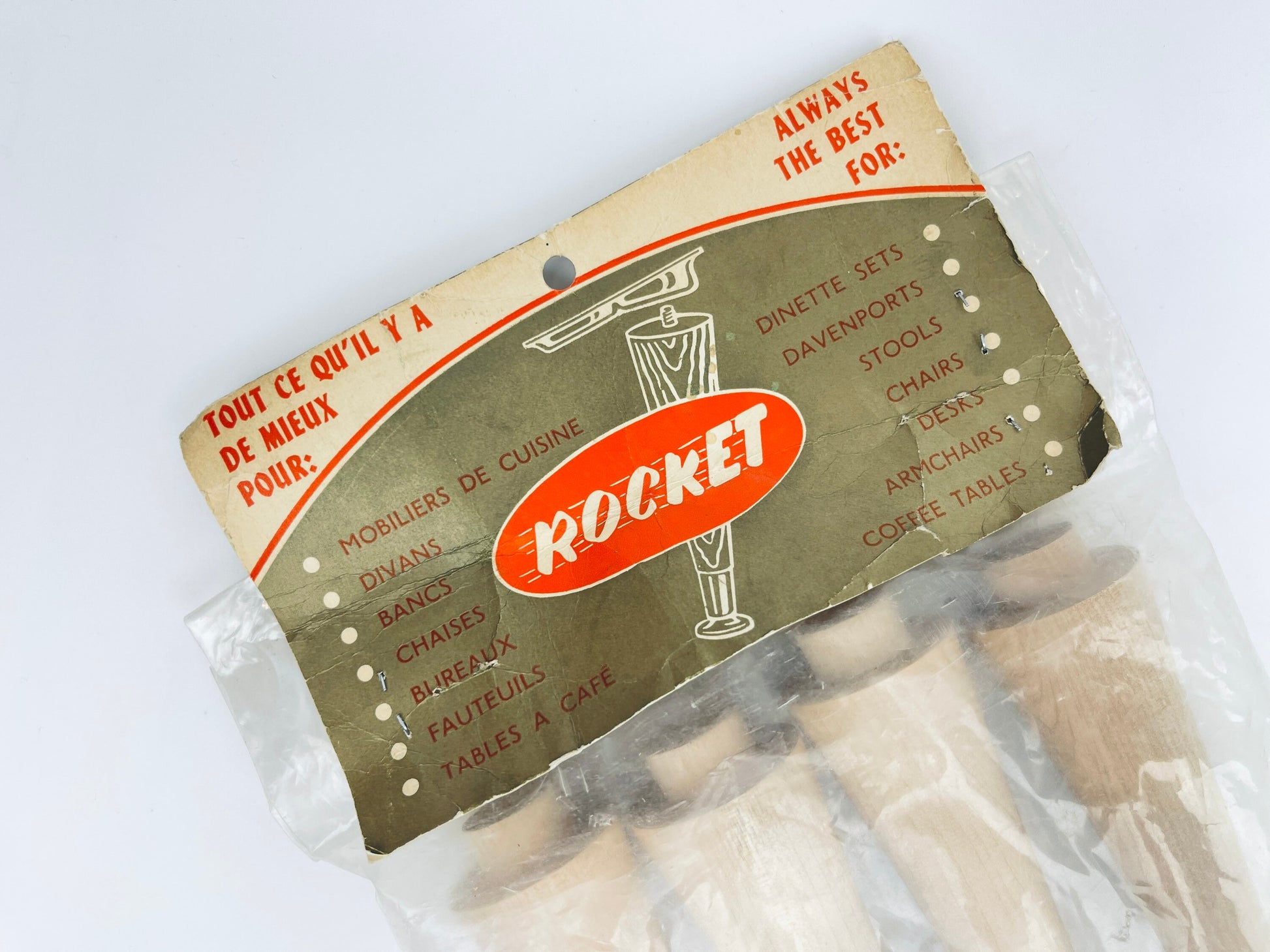 Product image for 'vintage rocket mid century modern tapered wood furniture legs set of 8 5 in original packaging' (view 44ac10)