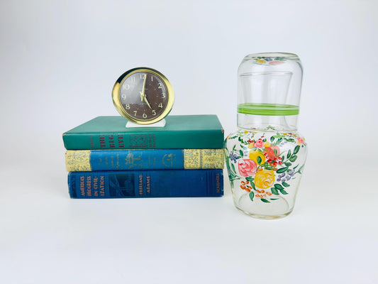 Product image for 'vintage hand painted bedside carafe tumbler set floral glass water set' (view 71611f)