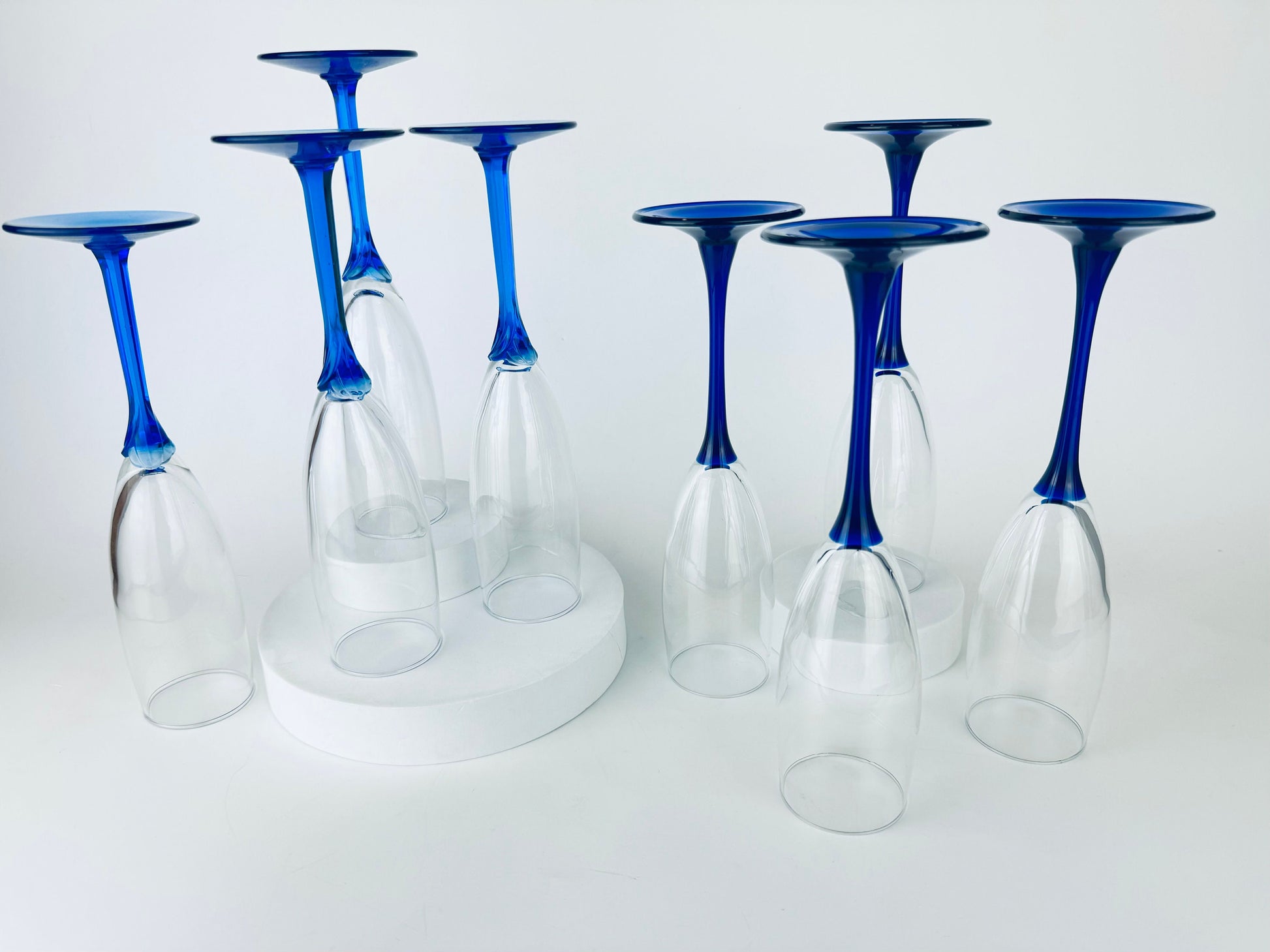 Product image for 'vintage cobalt blue fluted champagne drinking glasses set of four 4 sets sold separately' (view 66163f)