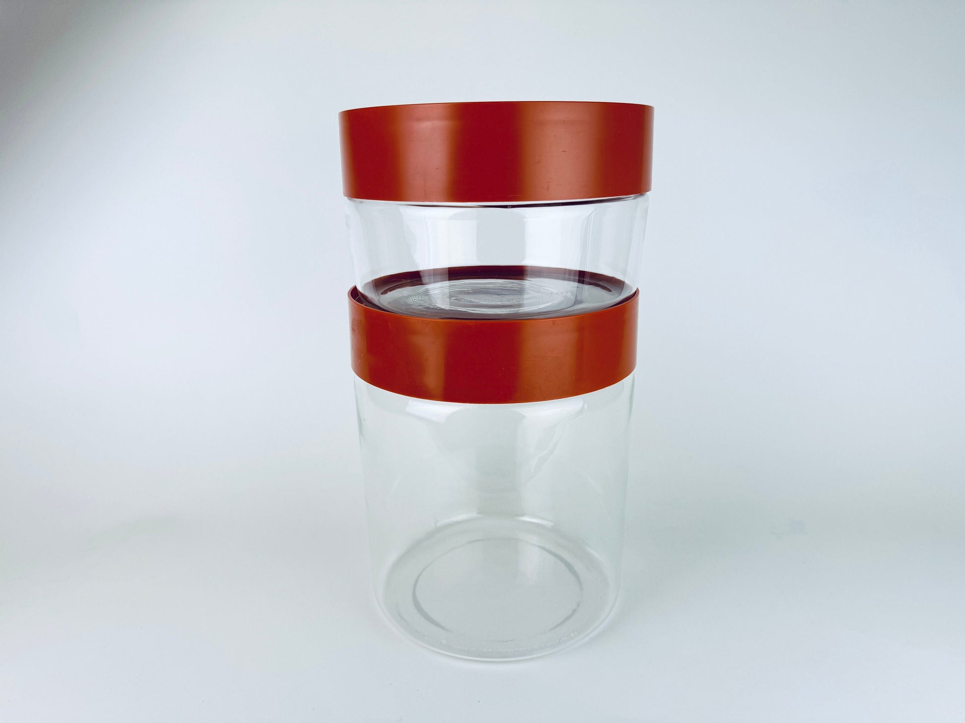 Product image for 'vintage pyrex burnt orange plastic lid glass jar containers made in usa sold separately' (view 53fe0f)