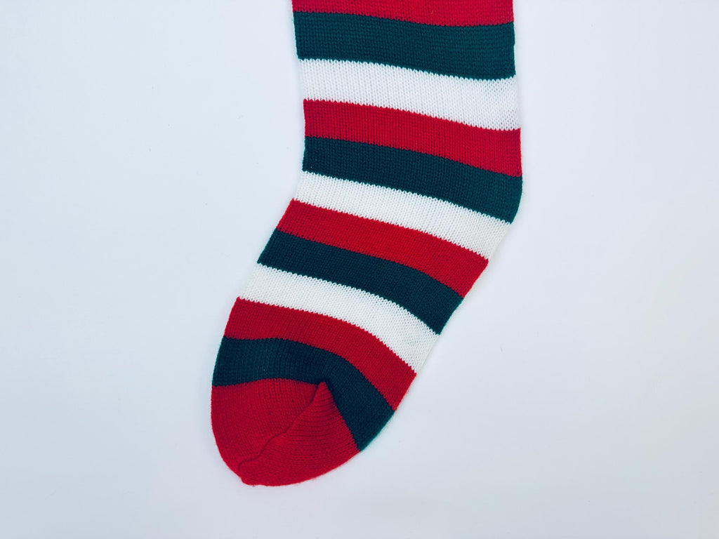 Product image for 'vintage christmas knit stocking striped santa sleigh pattern new old stock nos made in taiwan sold separately' (view af0e9f)
