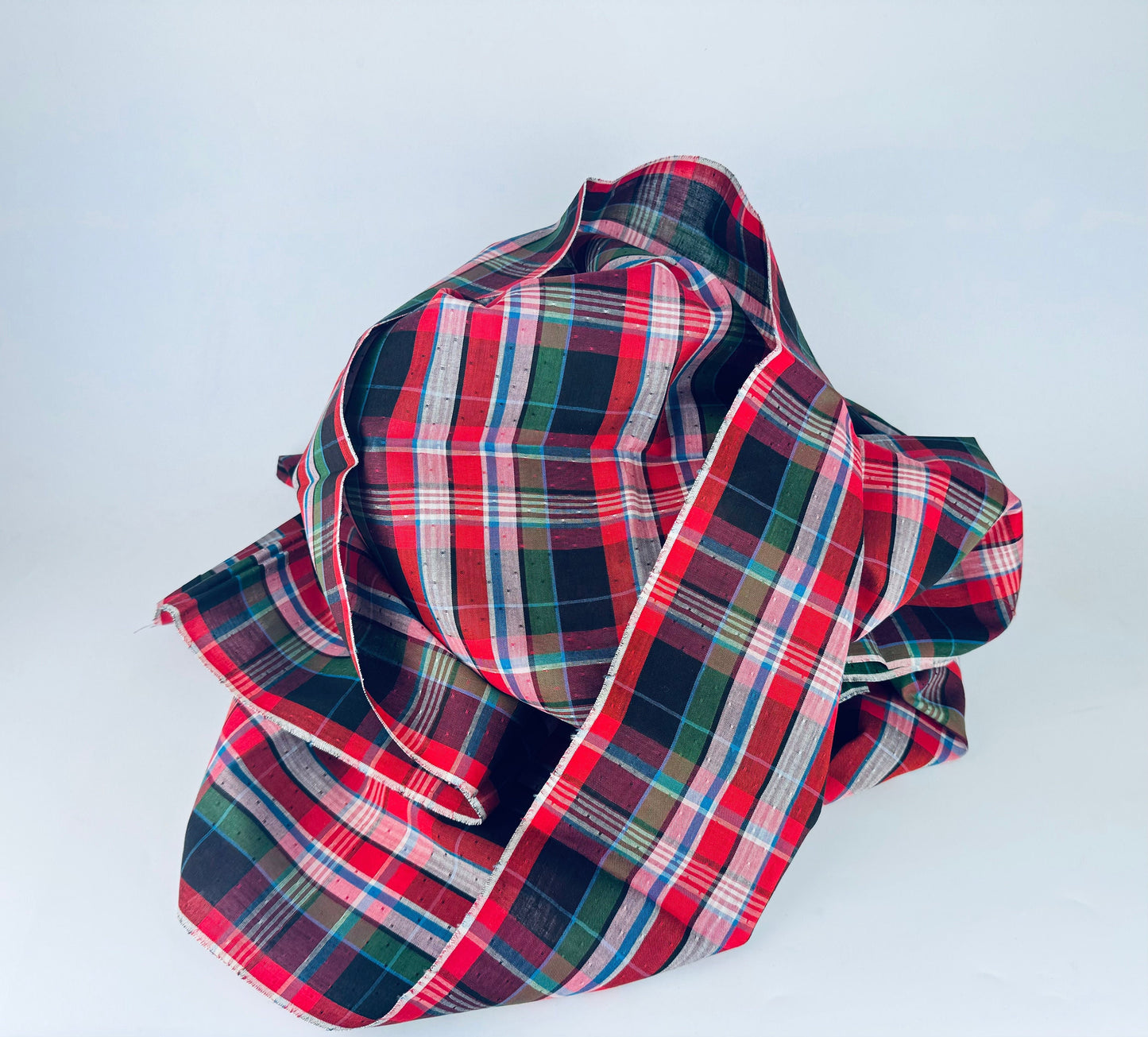 Product image for 'vintage red black plaid square dot polyester fabric 35 x 73' (view b73c45)
