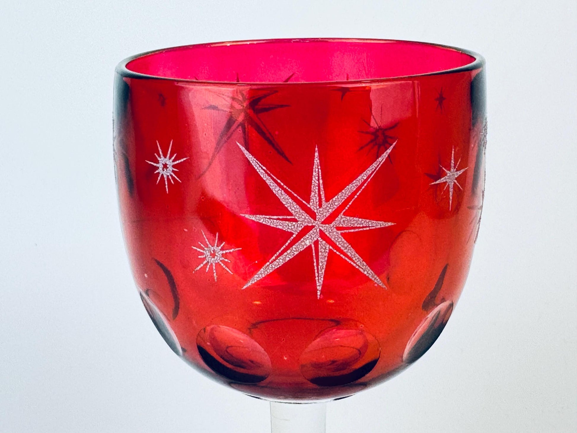 Product image for 'vintage pressed glass thumbprint oversized chalice schooner beer goblet wine glass bartlett collins sold separately' (view 5d936e)