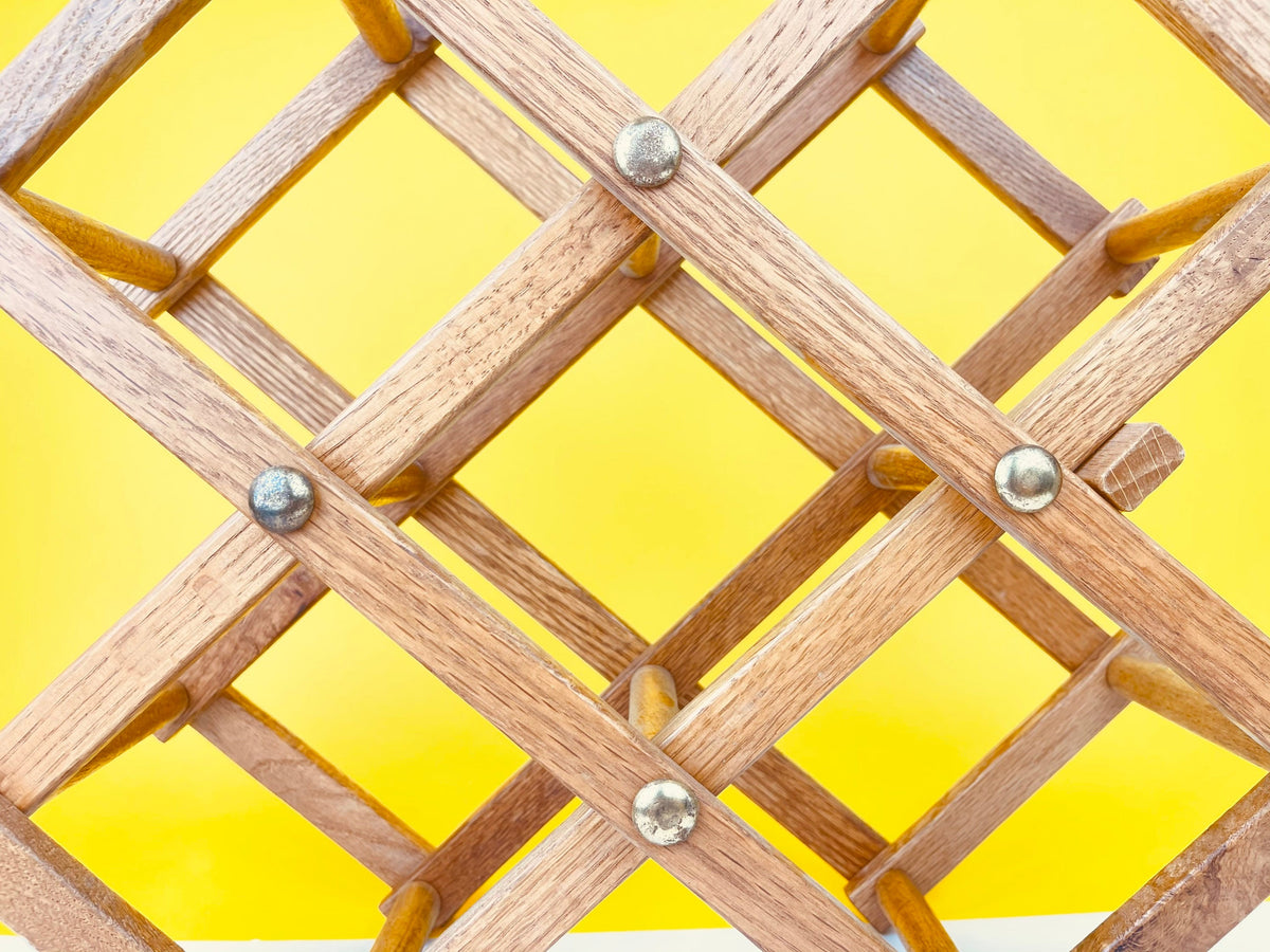 Product image for 'vintage 1970s collapsible wooden wine rack 5 bottle mid century barware' (view 718398)
