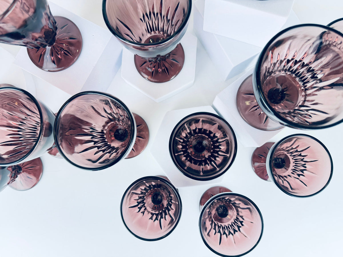 Product image for 'vintage hazel atlas moroccan cut purple amethyst glassware mid century modern mcm barware sets sold separately' (view b9096b)