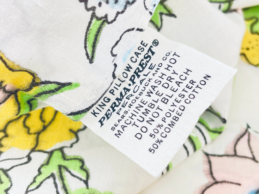 Product image for 'vintage spring mills king pillow cases perma prest sears roebuck co set of two 2 50 50 cotton polyester blend made in usa' (view fdb96e)
