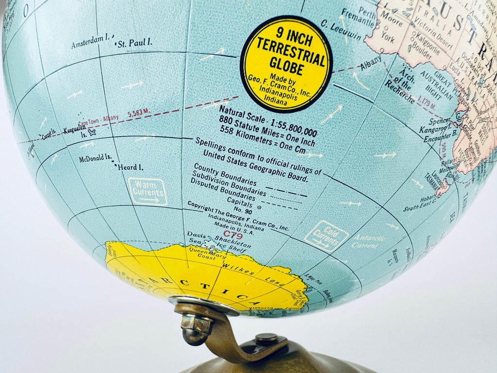 Product image for 'vintage crams scope o sphere 9 inch terrestrial world globe no 90 made in usa' (view d9f3c7)