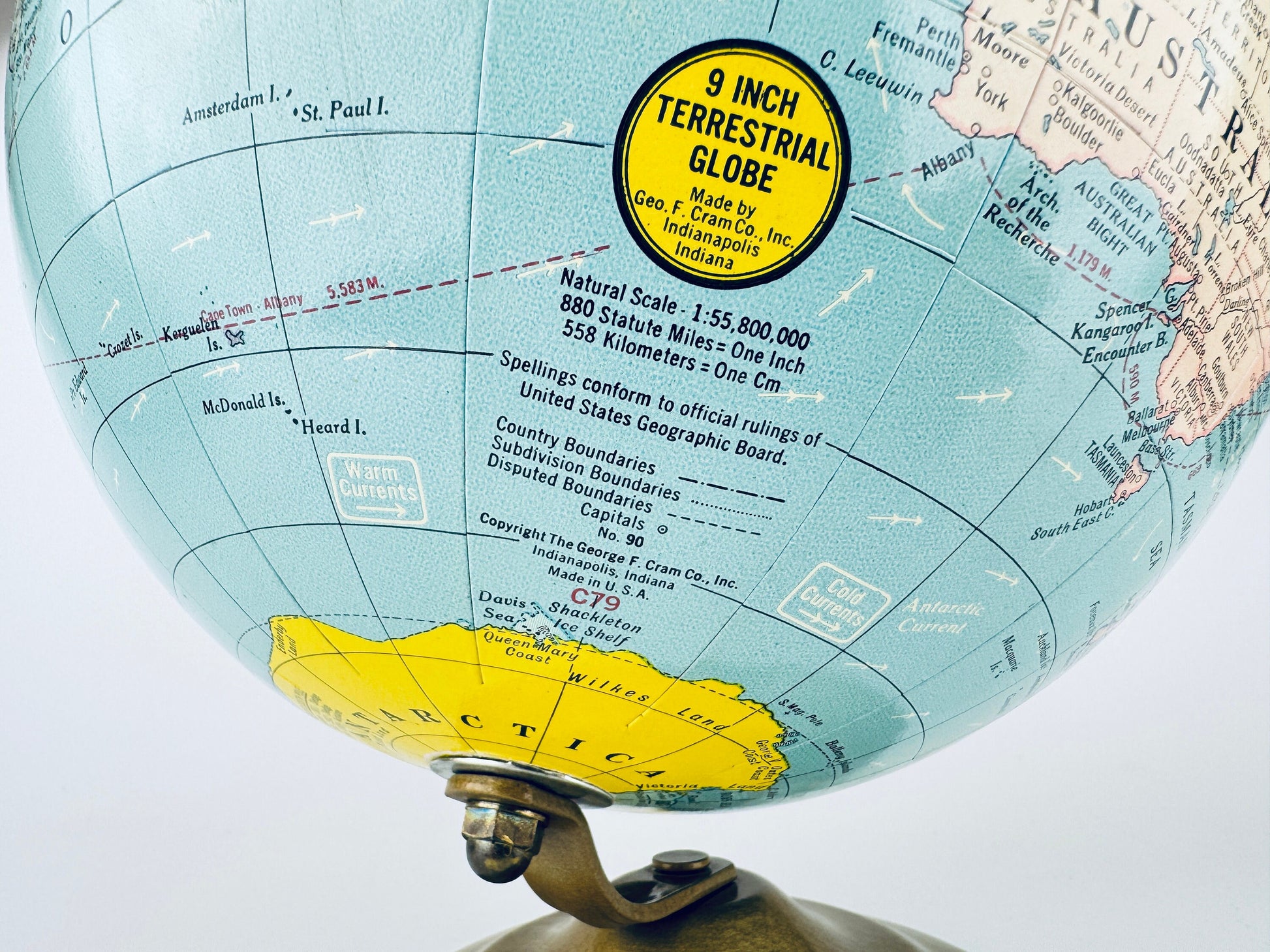 Product image for 'vintage crams scope o sphere 9 inch terrestrial world globe no 90 made in usa' (view d9f3c7)