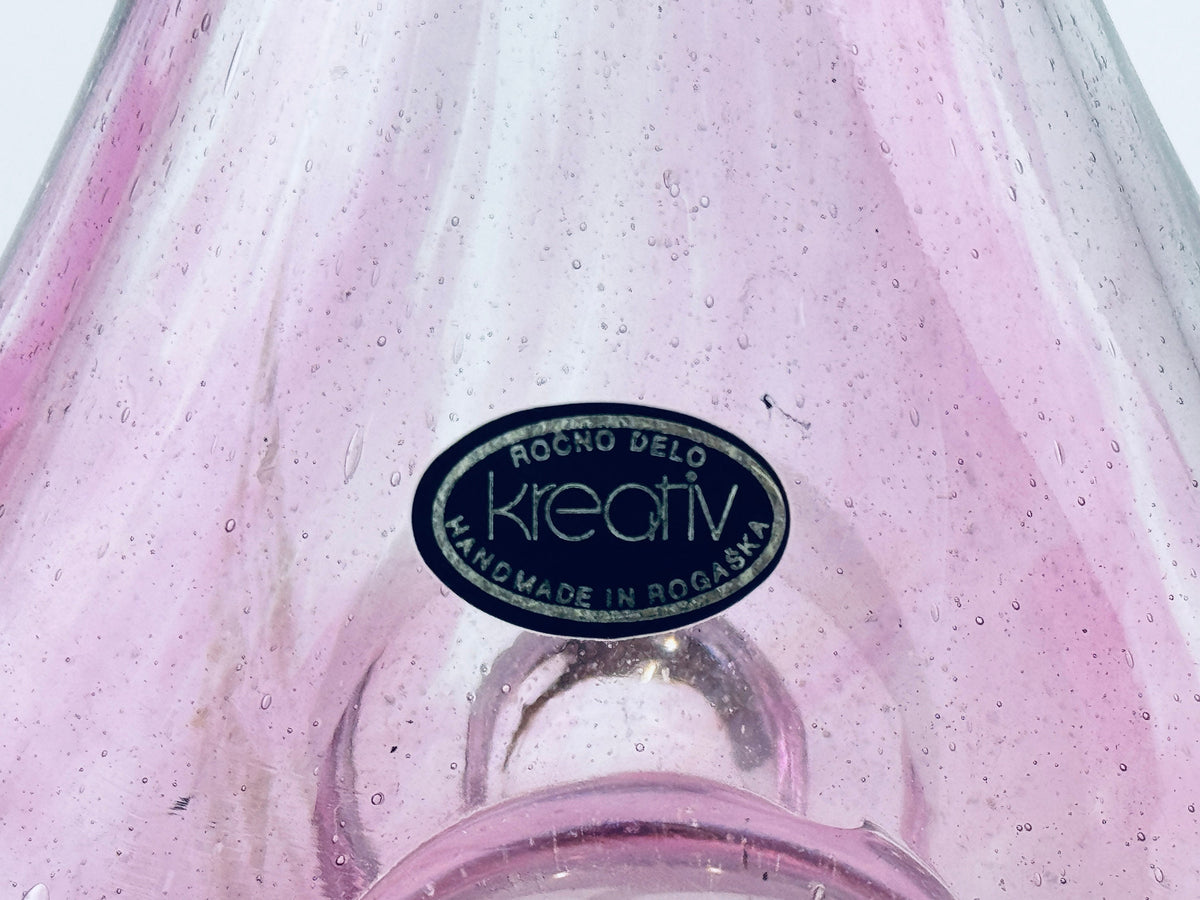 Product image for 'vintage kreativ rocno delo pink bubble crystal vase handmade in rogaska' (view af28c2)