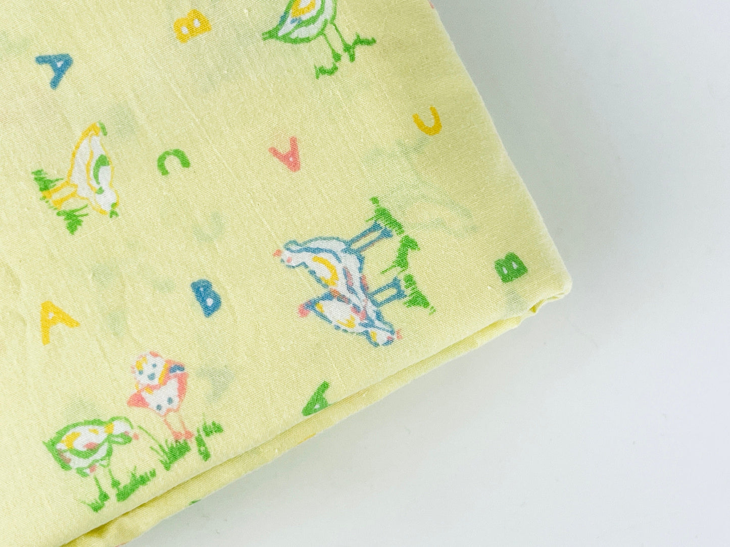 Product image for 'vintage pale yellow cute abc bird nursery children fabric 44 x 69' (view 825147)