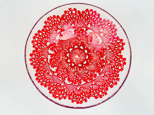 Product image for 'vintage red lace decorative glass bowl' (view d22aab)