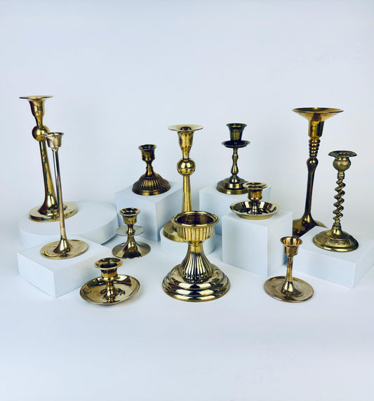 Product image for 'vintage assorted brass candle stick holders sets sold separately' (view 7577ea)
