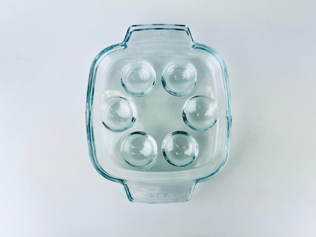 Product image for 'vintage pyrex clear glass escargot snail devilled egg plates 473 set of two 2 made in france' (view 5995c8)
