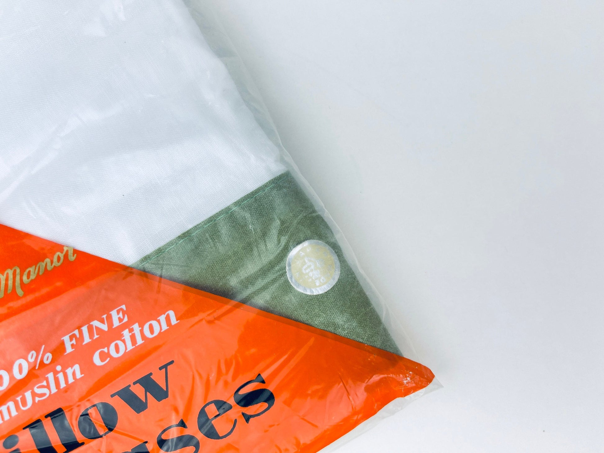 Product image for 'vintage muslin pillowcases nos 60s japanese cotton olive trim' (view 965ddd)
