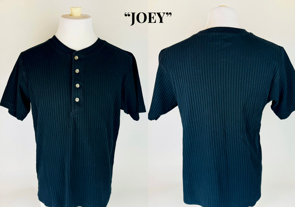 Product image for 'vintage 1990s 100 ribbed cotton short sleeve shirts black grey made in canada by rough dress sold separately' (view 7a7726)