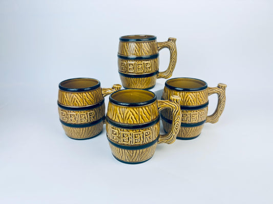 Product image for 'vintage ceramic beer barrel ceramic mugs set of four 4 made in japan' (view d9b146)