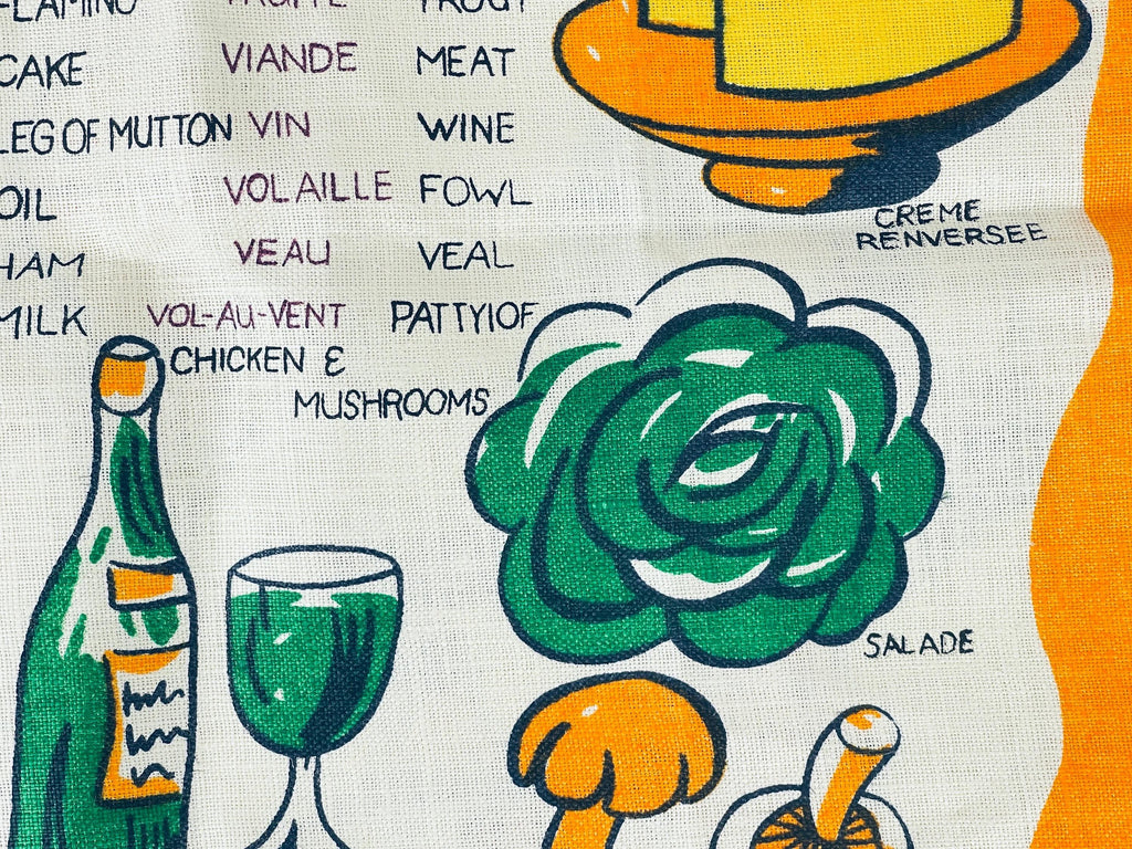 Product image for 'vintage menu dictionnaire linen tea towel statement towel en francais sold separately' (view 4a4467)