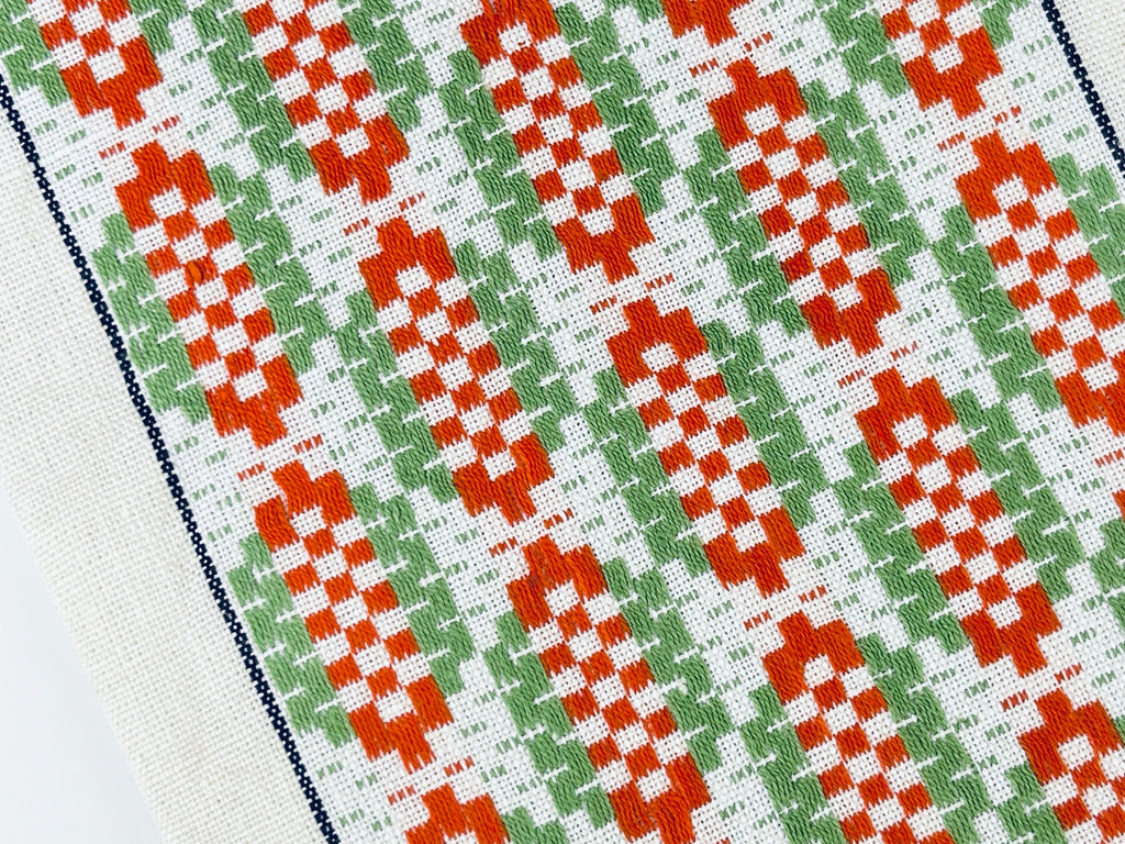 Product image for 'vintage embroidered geometric beige linen tea towel statement towel' (view 15a260)