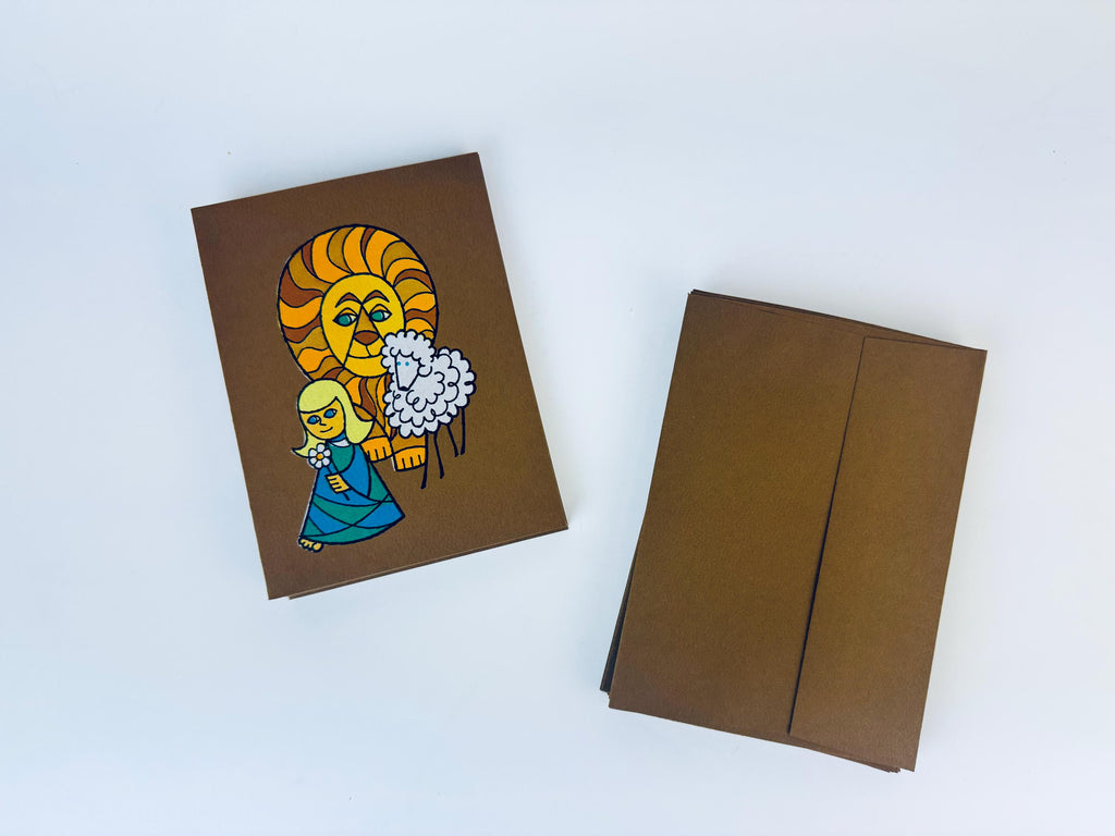 Product image for 'vintage embossed folksy girl lamb lion christmas cards seasonal cards envelopes set of eighteen 18 new old stock nos' (view 549aa2)
