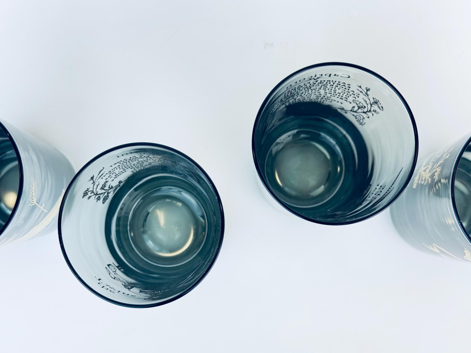 Product image for 'vintage federal glass zodiac tumblers set of 4 astrological highball glasses' (view b2a159)