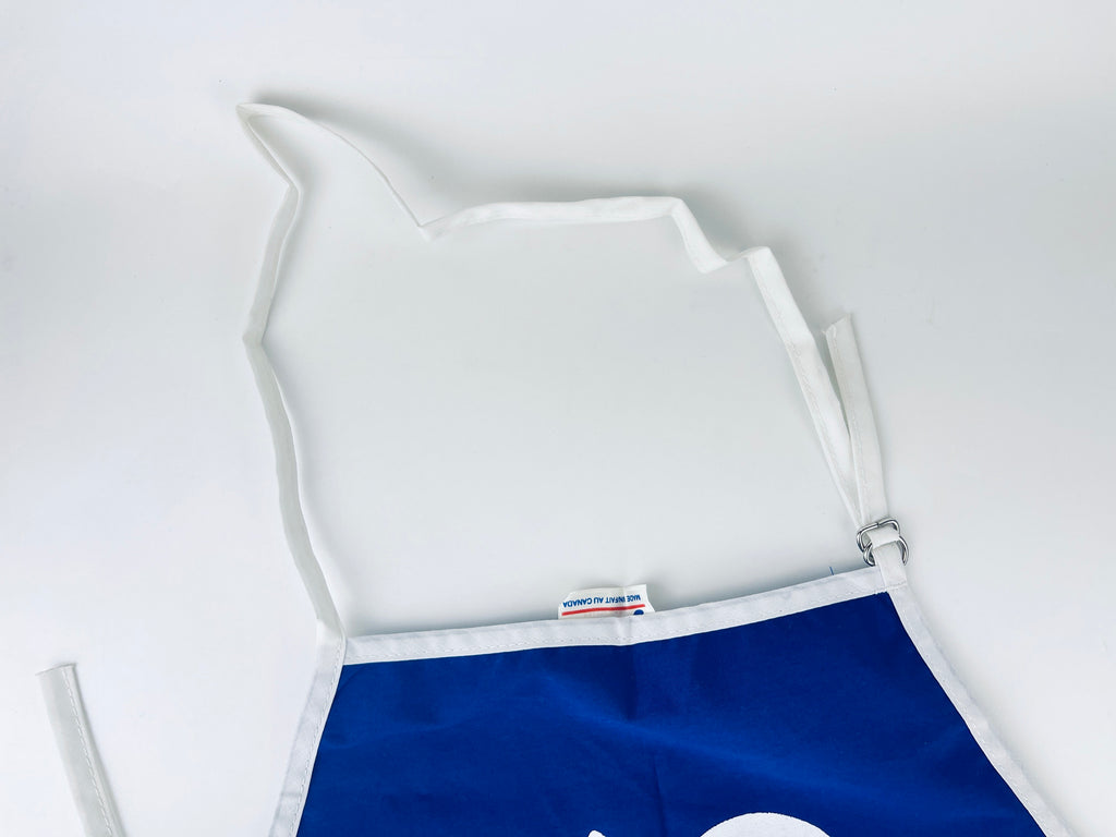 Product image for 'vintage blue white mens pocket apron 50th birthday gift 50 and well equiped made in canada' (view 7be335)