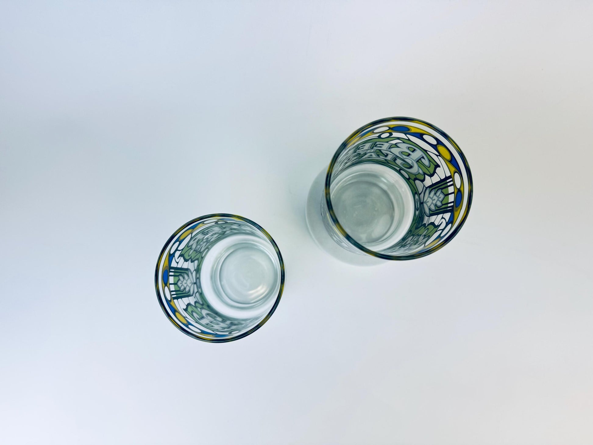 Product image for 'vintage libbey faux stained glass beer by the glass set of two 2' (view eaae83)