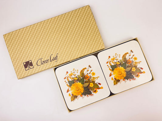 Product image for 'vintage clover leaf floral coasters set of 6 made in uk sears exclusive' (view 5b554b)