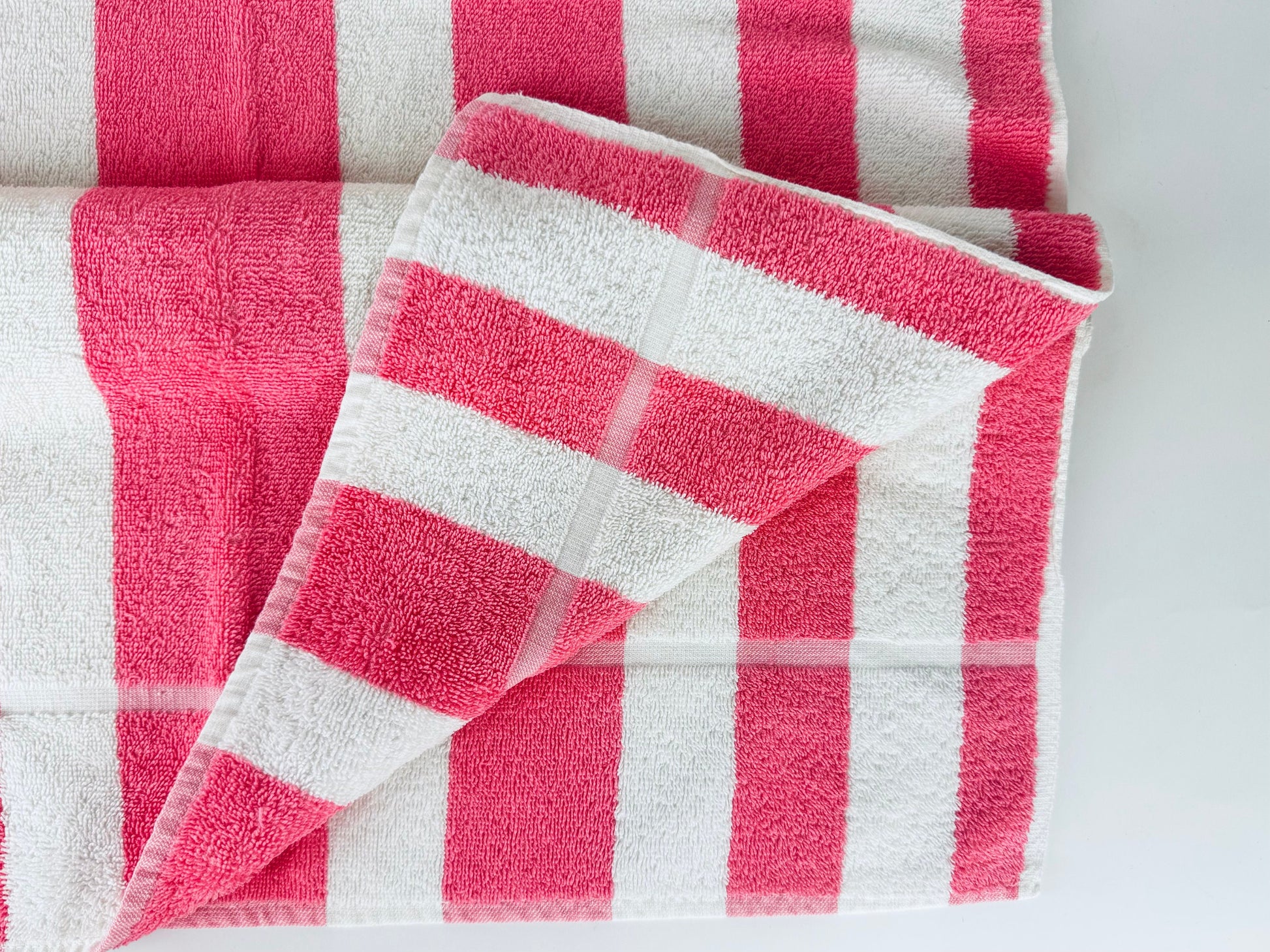 Product image for 'vintage cannon pink white striped bath towel made in usa' (view a4482b)
