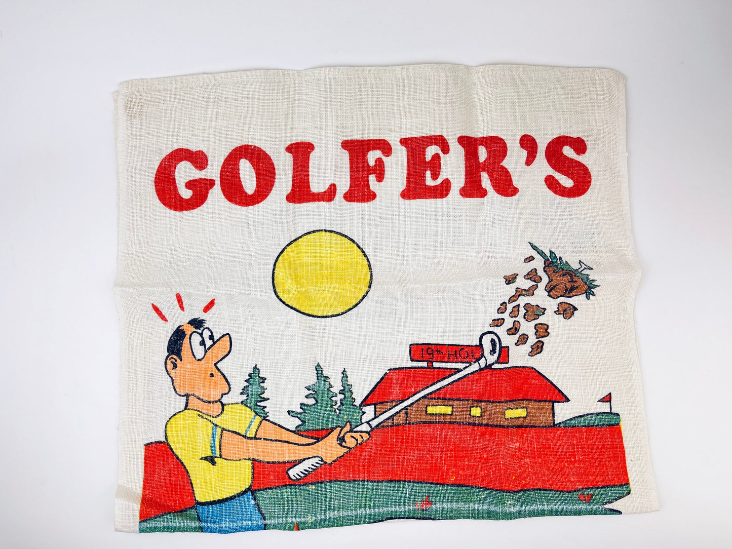 Product image for 'vintage golfers crying linen tea towel statement towel golfer gift' (view 60adce)