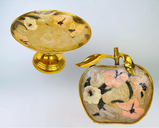 Product image for 'vintage brass cloisonne enamel floral dish hand painted mid century accent sold separately' (view 1025da)