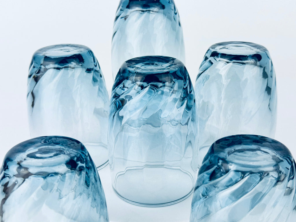Product image for 'vintage tiara bleu libbey swirl juice glasses set of six 6' (view 10cc62)