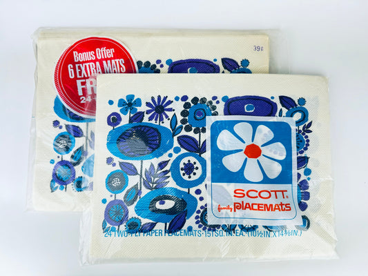 Product image for 'vintage flower power scott paper rectangular placemat set made in usa' (view 6dbec6)