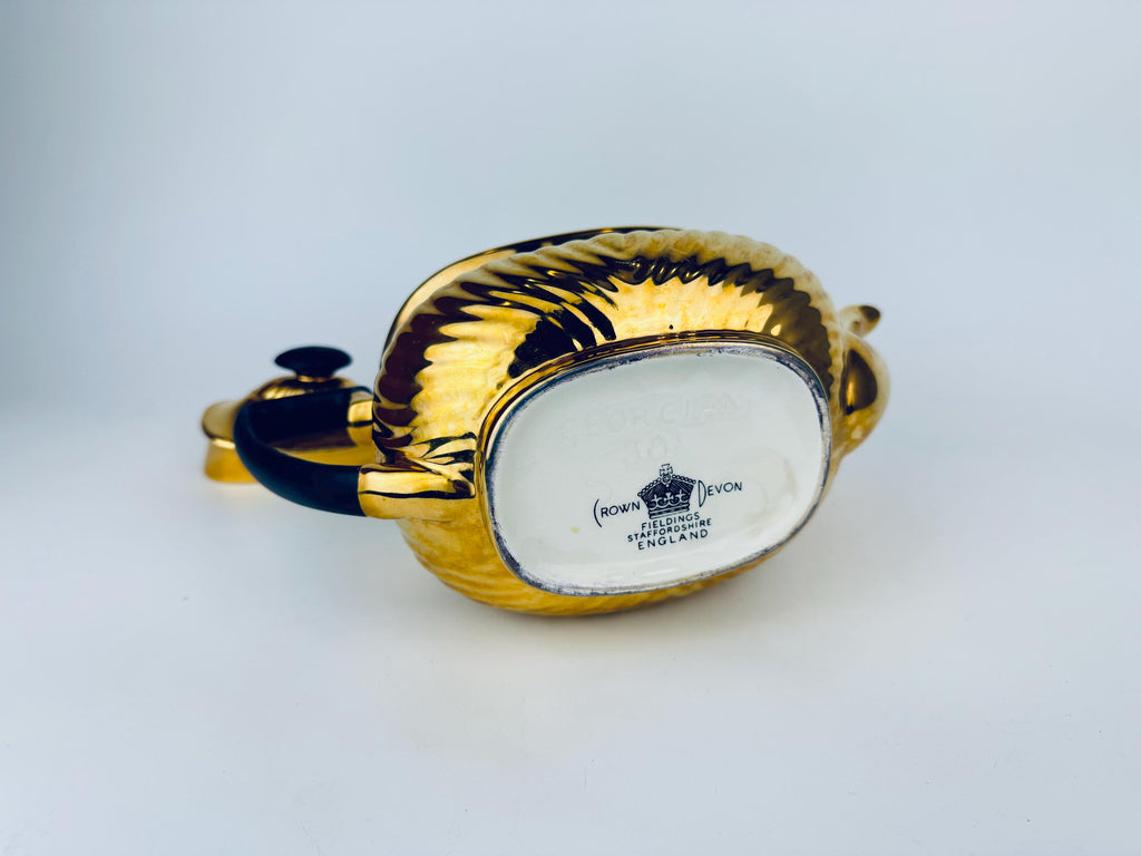 Product image for 'vintage 1930s crown devon 24kt gold black ceramic kettle art deco georgian teapot made in england' (view 268e7d)
