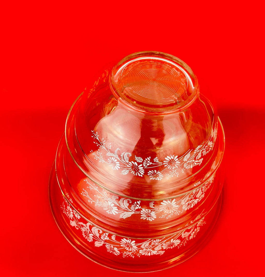 Product image for 'vintage colonial mist pyrex clear floral print mixing bowls sold separately' (view 58122b)