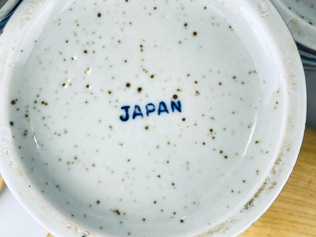 Product image for 'vintage striped grey speckle stoneware countertop canister set set of four 4 made in japan' (view 9e5699)
