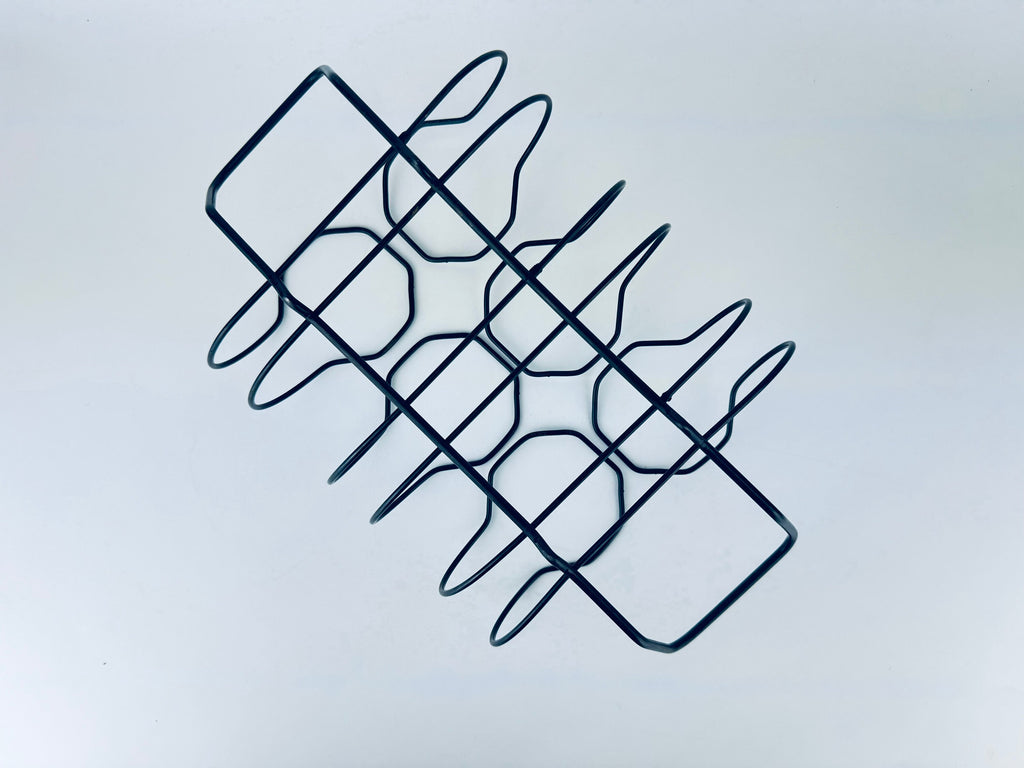 Product image for 'vintage mcm black metal barware tumbler glass carrier holds six 6 glasses' (view adfd91)