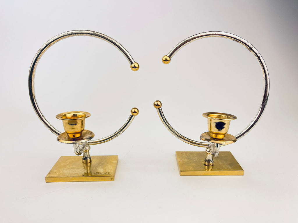 Product image for 'vintage kar shi crescent candle holders gold silver plated jerusalem mcm set of 2' (view 00d2ea)